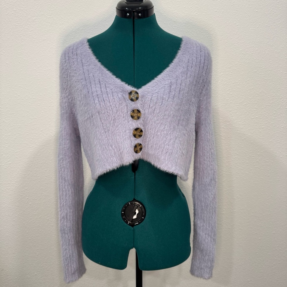 American Eagle Outfitters Lilac Button-Up Cardigan